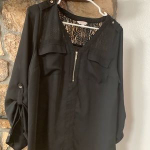 3/4 sleeve 1/4 zip shirt